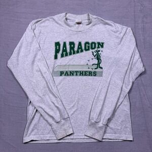 Vintage Fruit of the Loom Mens Gray Paragon Panthers Long Sleeve T-Shirt Size L